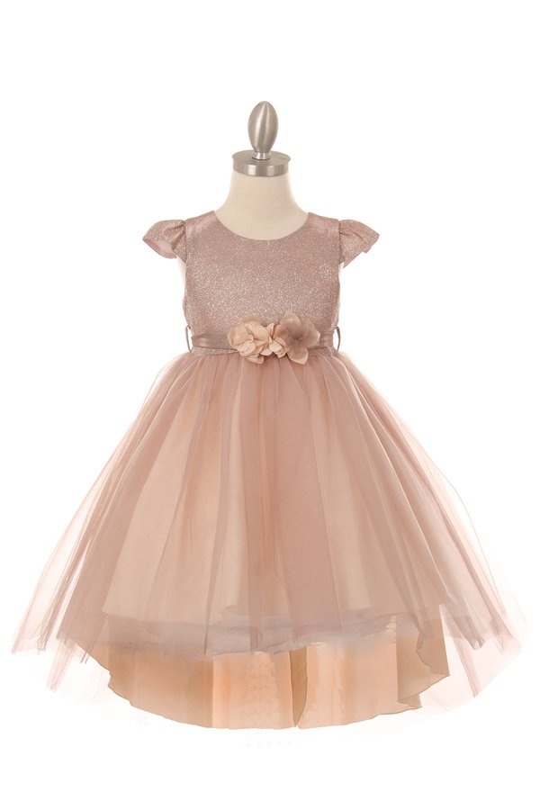 Cap sleeve Glitter Top, High Low Tulle Girl Party Dress by Cinderella Couture USA AS5072