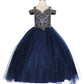Off the Shoulder Rhinestone Lace Tulle Mini Quince by Cinderella Couture USA AS8028