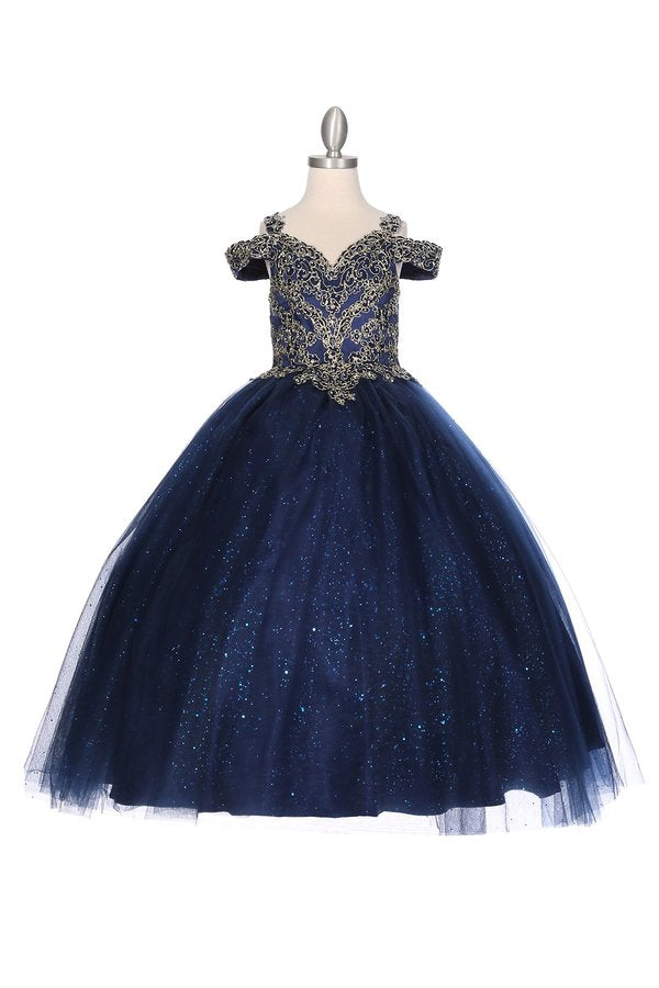 Off the Shoulder Rhinestone Lace Tulle Mini Quince by Cinderella Couture USA AS8028