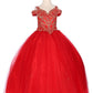 Off the Shoulder Rhinestone Lace Tulle Mini Quince by Cinderella Couture USA AS8028