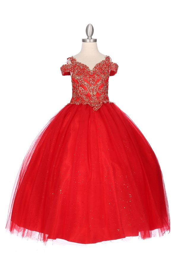 Off the Shoulder Rhinestone Lace Tulle Mini Quince by Cinderella Couture USA AS8028