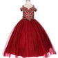 Off the Shoulder Rhinestone Lace Tulle Mini Quince by Cinderella Couture USA AS8028