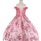 Off the Shoulder Floral Lace Glitter Tulle Girl Mini Quince Gown BY Cinderella Couture USA AS8021
