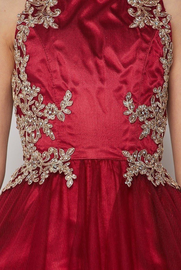 Crystal Organza Embroidered Pearl Tulle Girl Party Dress by Cinderella Couture USA AS8503
