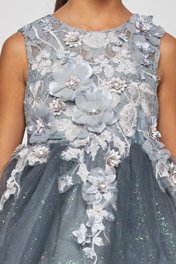 Floral Tulle Girl Party Dress by Cinderella Couture USA 9038