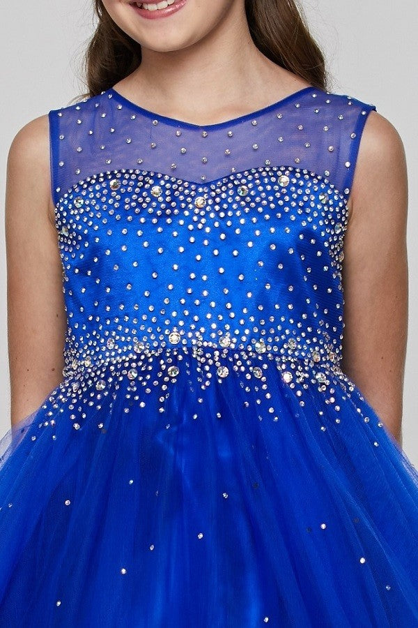 Beaded Rhinestones Tulle Girl Party Dress by Cinderella Couture USA AS5029