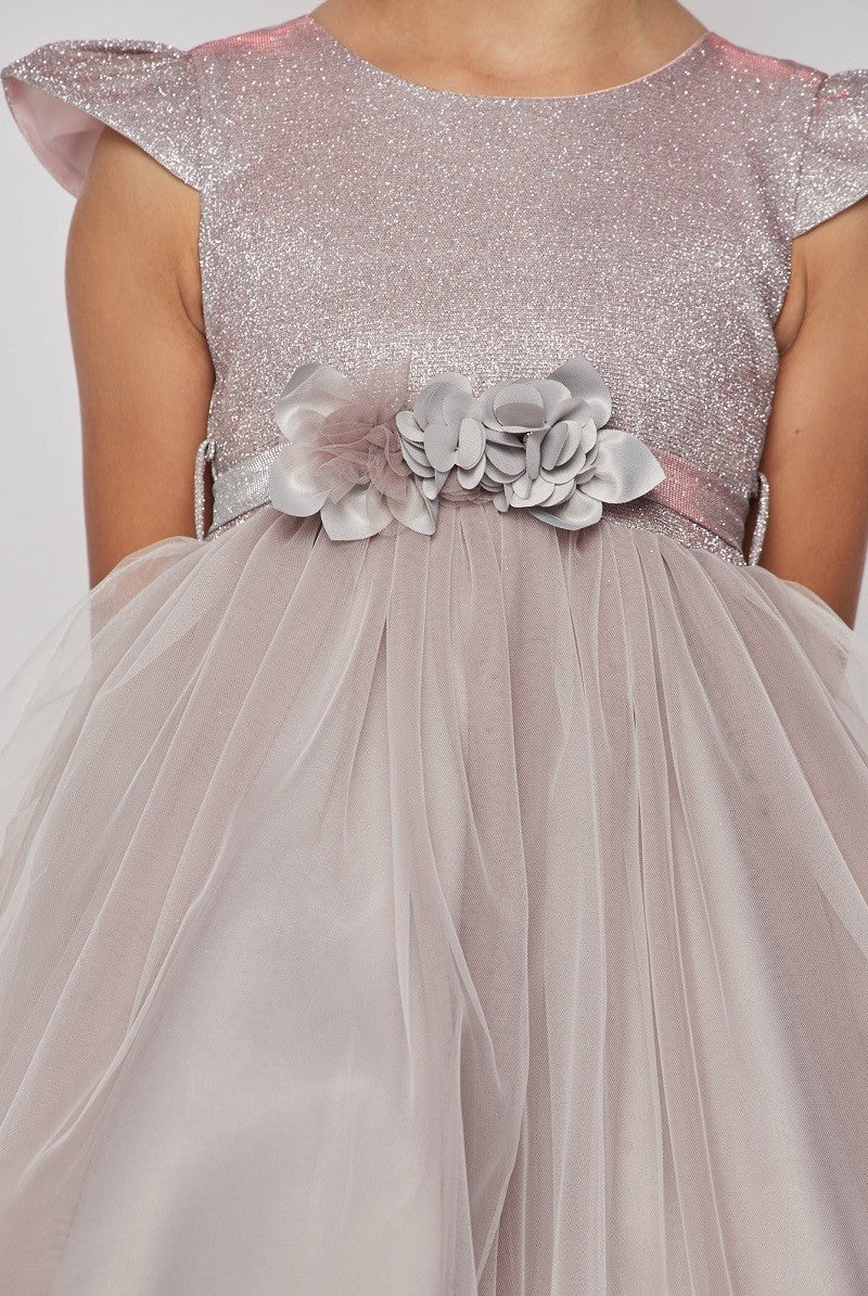 Cap sleeve Glitter Top, High Low Tulle Girl Party Dress by Cinderella Couture USA AS5072