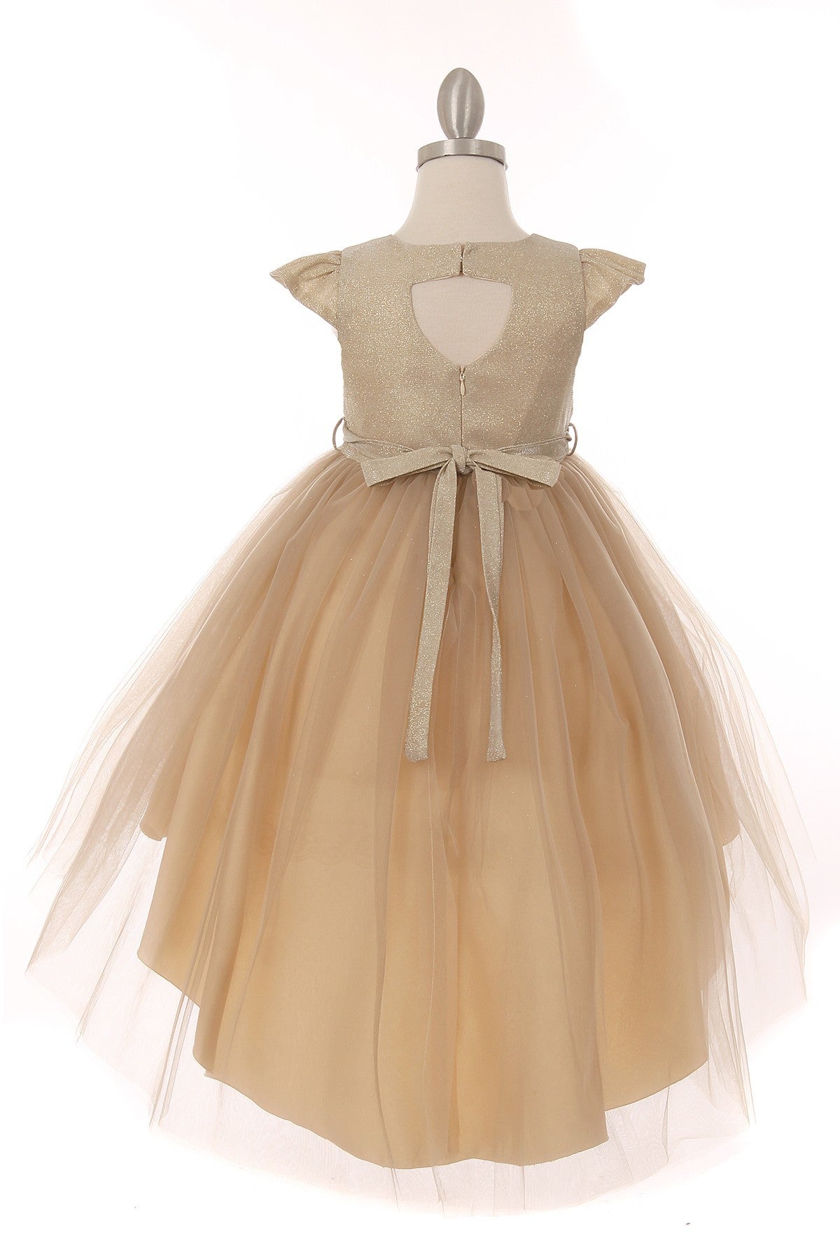 Cap sleeve Glitter Top, High Low Tulle Girl Party Dress by Cinderella Couture USA AS5072