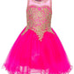 Gold Lace Rhinestone Tulle Girl Party Dress by Cinderella Couture USA AS5017