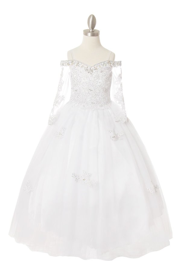 Long Sleeve Tulle Satin Girl Mini Quince by Cinderella Couture USA AS8002