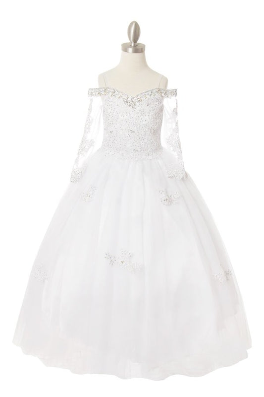 Long Sleeve Tulle Satin Girl Mini Quince by Cinderella Couture USA AS8002