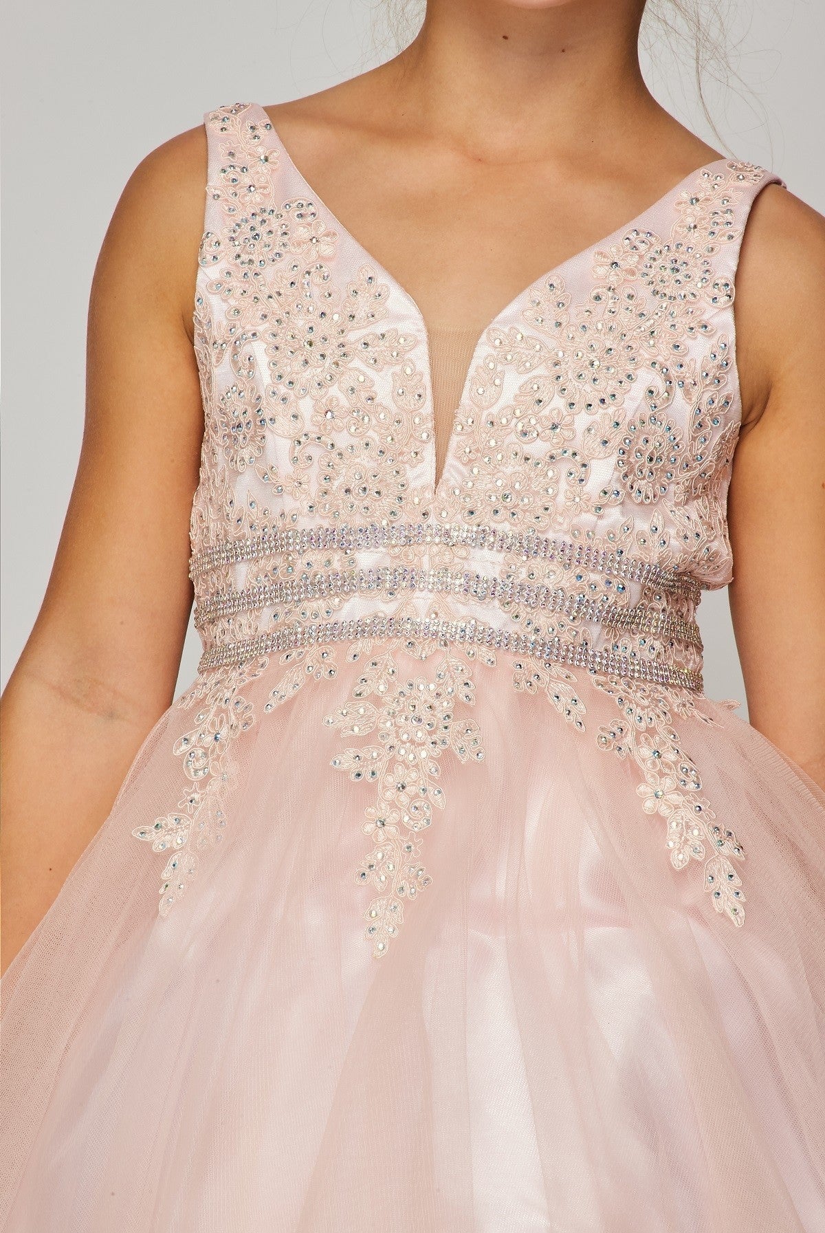 Stone Lace Tulle Girl Party Dress by Cinderella Couture USA AS5081