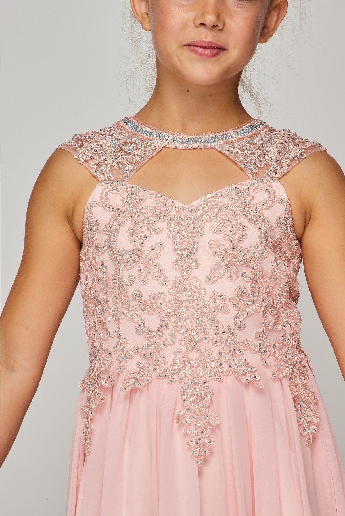 Halter Stone Lace Chiffon Party Dress by Cinderella Couture USA 5084