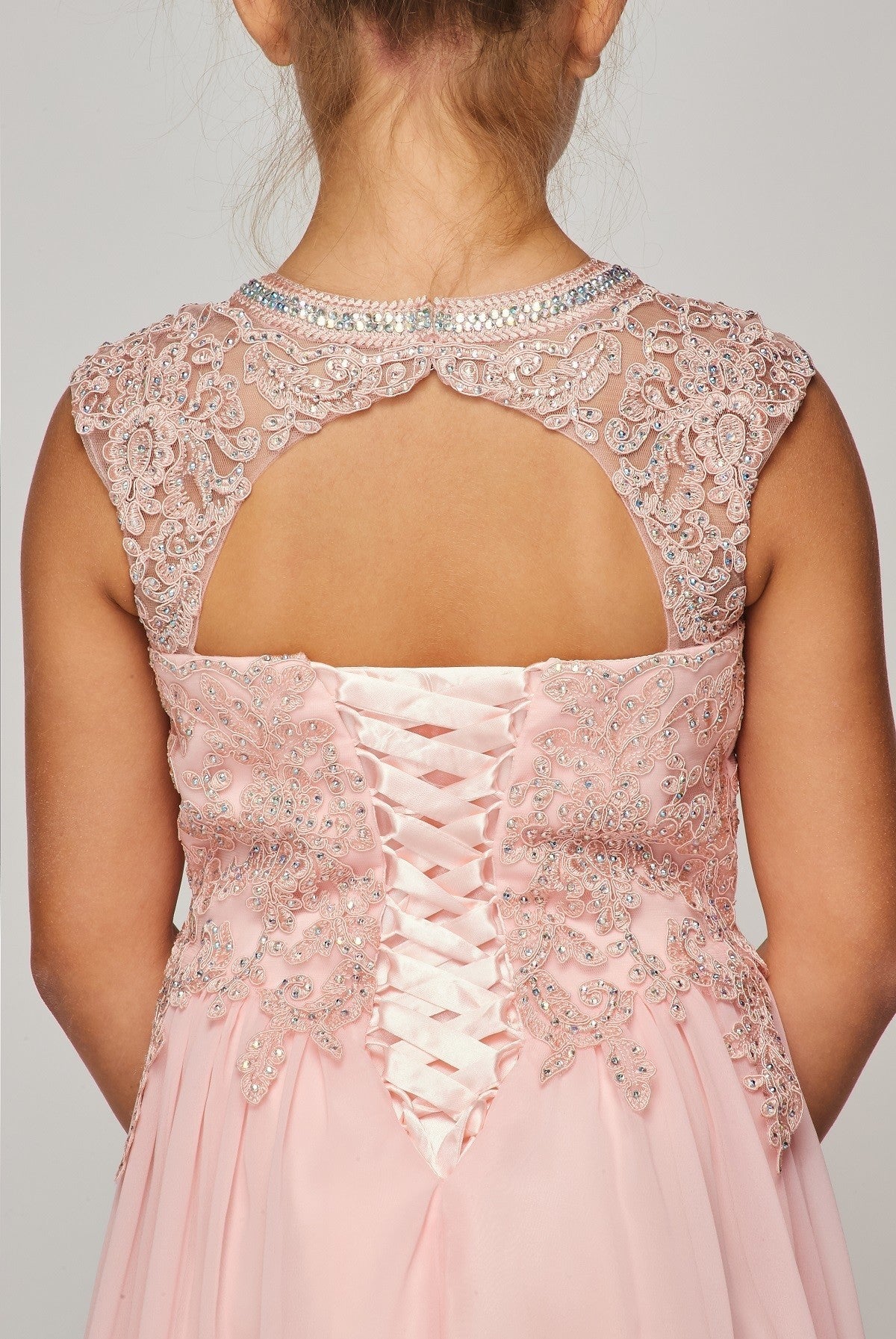 Halter Stone Lace Chiffon Party Dress by Cinderella Couture USA 5084