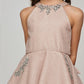 Metallic Rhinestone Halter Party Dress by Cinderella Couture USA 5085