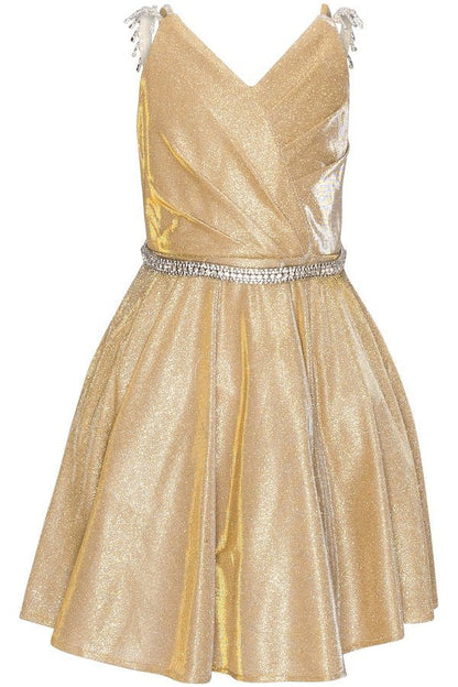 Rhinestone Glitter Metallic Girl Party Dress by Cinderella Couture USA 8014