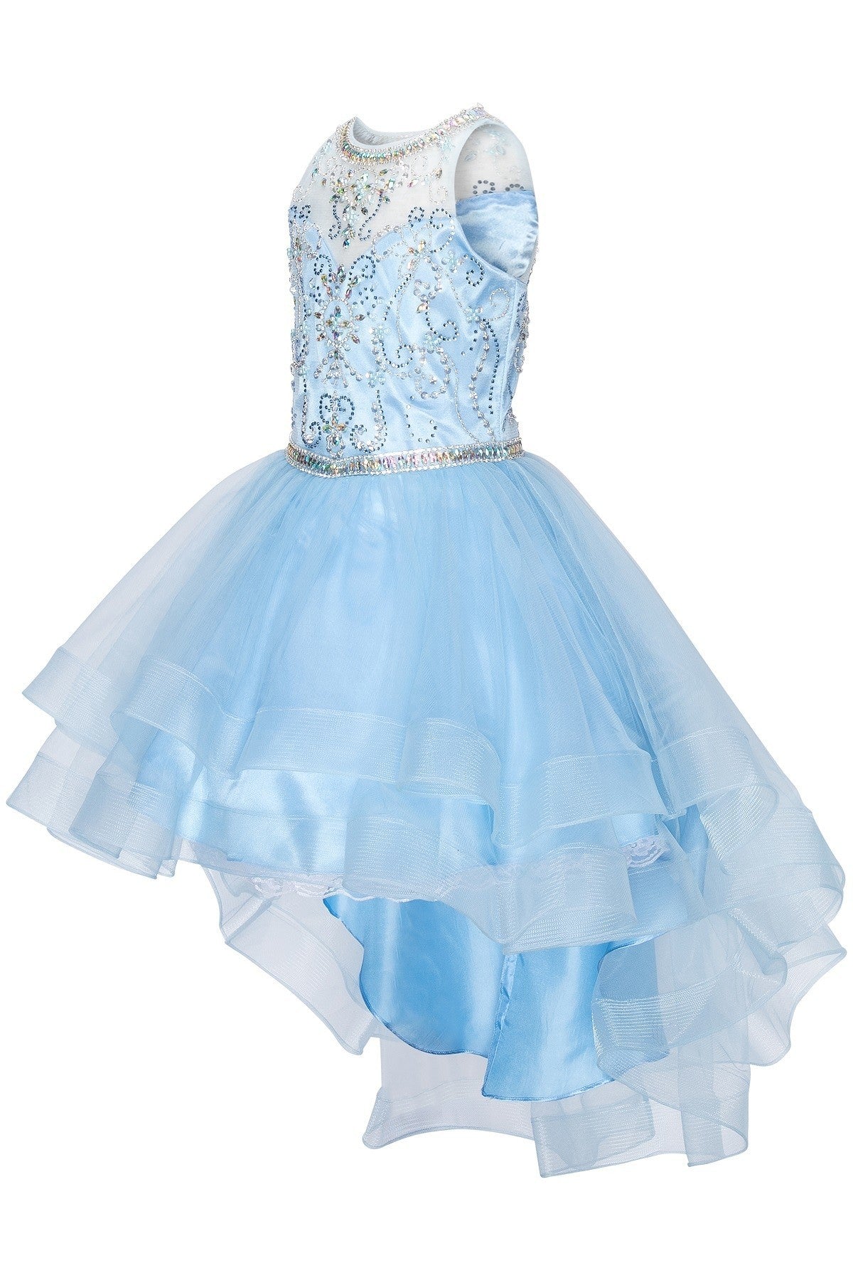 Halter Pearl Jewel Beaded Tulle Girl Party Dress by Cinderella Couture USA AS5101