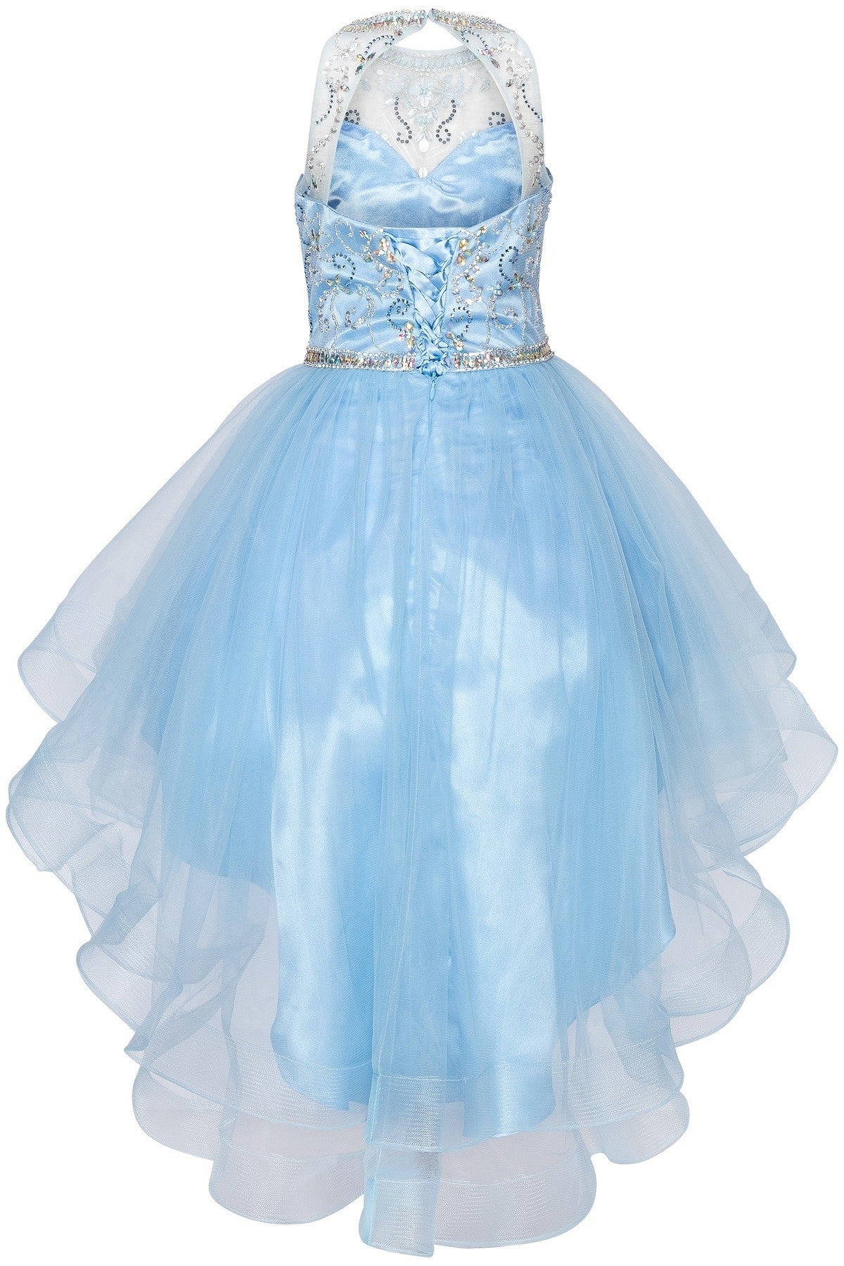 Halter Pearl Jewel Beaded Tulle Girl Party Dress by Cinderella Couture USA AS5101