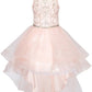 Halter Pearl Jewel Beaded Tulle Girl Party Dress by Cinderella Couture USA AS5101