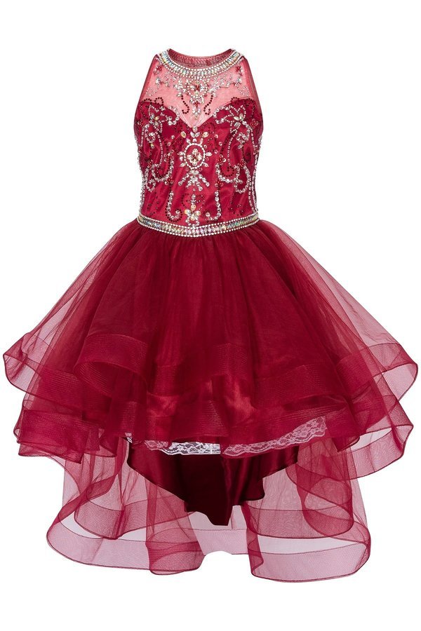 Halter Pearl Jewel Beaded Tulle Girl Party Dress by Cinderella Couture USA AS5101