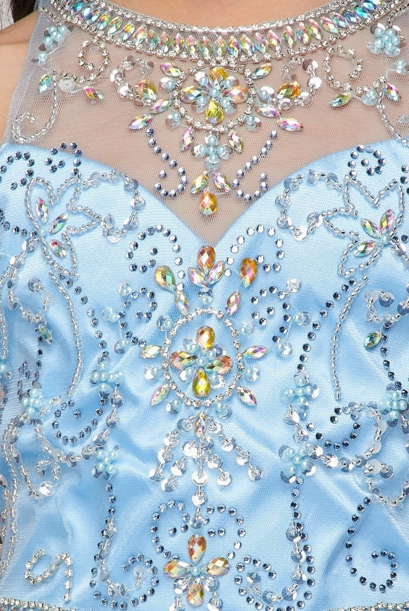 Halter Pearl Jewel Beaded Tulle Girl Party Dress by Cinderella Couture USA AS5101