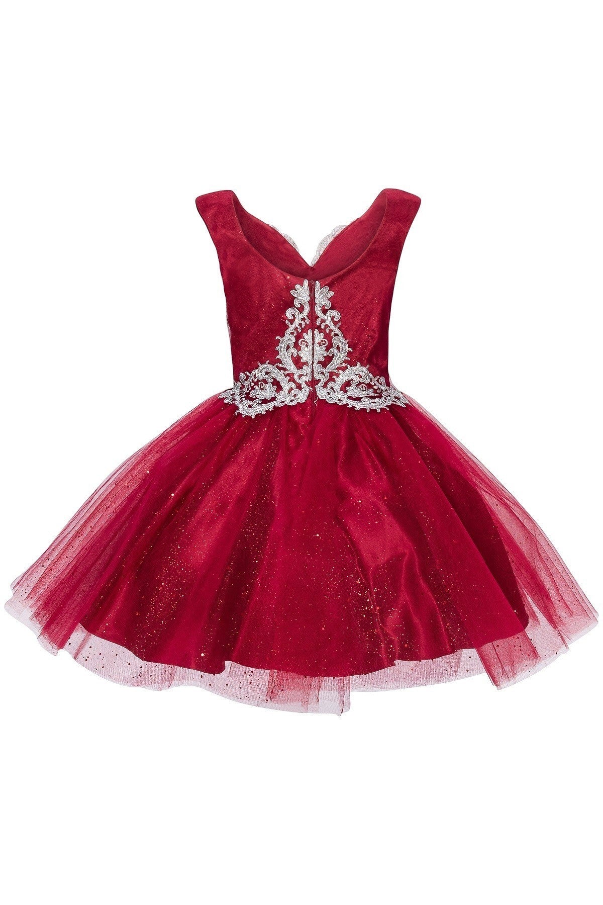 Silver Lace Tulle Party Dress by Cinderella Couture USA 5105