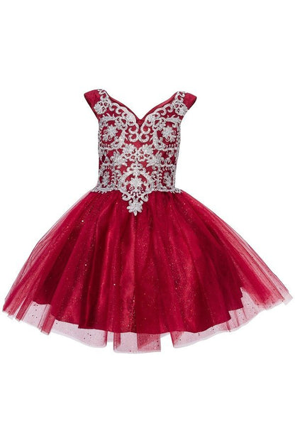 Silver Lace Tulle Party Dress by Cinderella Couture USA 5105