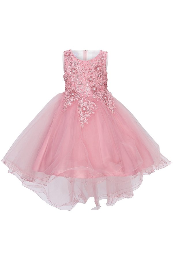 Pearls Rhinestones Tulle Girl Party Dress by Cinderella Couture USA AS9086