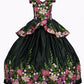 Off the Shoulder Floral Satin Girl Mini Quince by Cinderella Couture USA AS8006