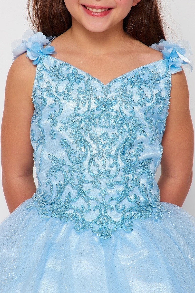 Floral Lace Tulle Girl Party Dress by Cinderella Couture USA AS5130