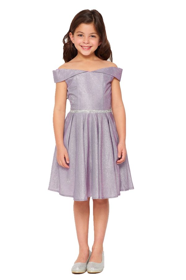 Off the Shoulder Metallic Girl Party Dress by Cinderella Couture USA AS8012