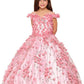 Off the Shoulder Floral Lace Glitter Tulle Girl Mini Quince Gown BY Cinderella Couture USA AS8021