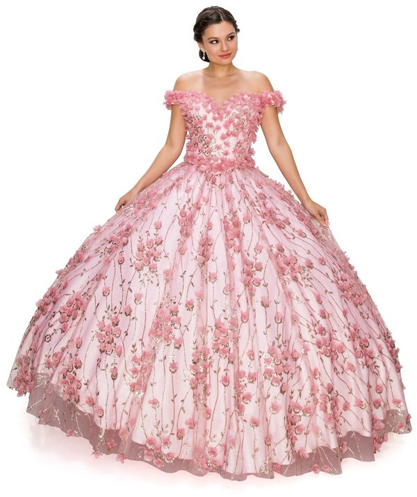 Off the Shoulder Lace Tulle Quinceanera Dress by Cinderella Couture USA AS8021J-DROSE