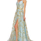 Floral Sequin A-Line Gown by Cinderella Couture USA AS8022J-blue - Special Occasion/Curves