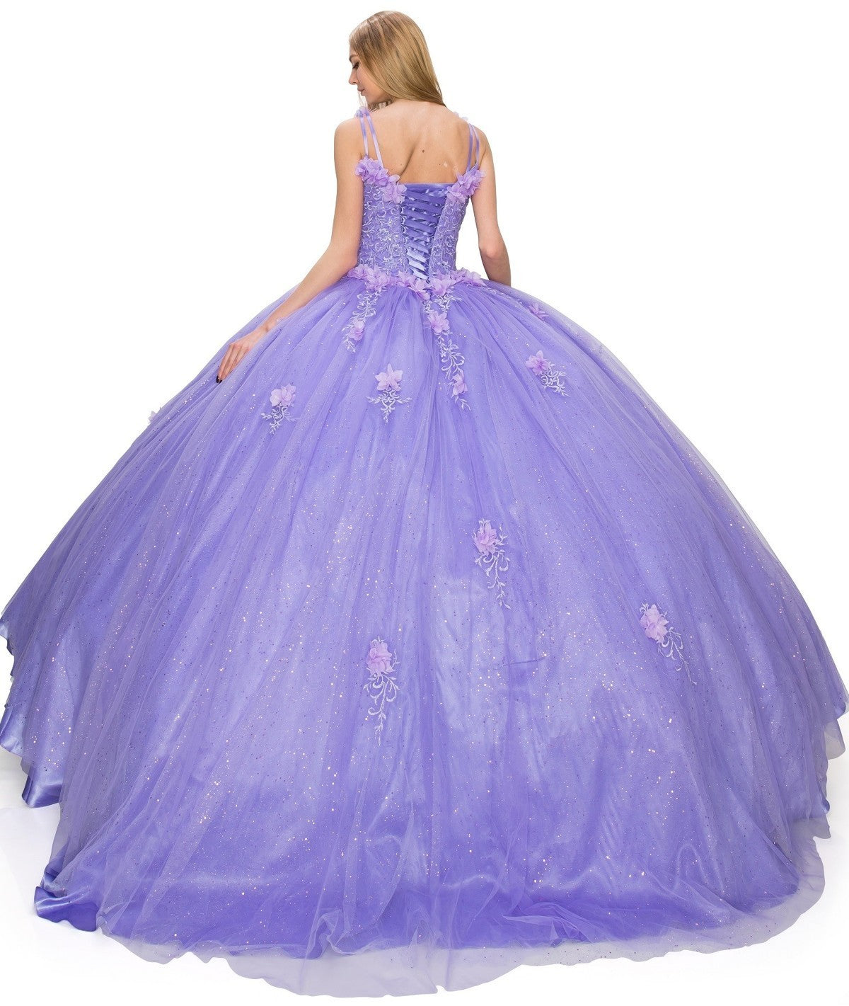 Floral Lace Quinceanera Dress by Cinderella Couture USA AS8025J-lilac