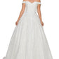White Off the Shoulder Glitter Lace Tulle Quinceanera Gowns by Cinderella Couture USA AS4201WT