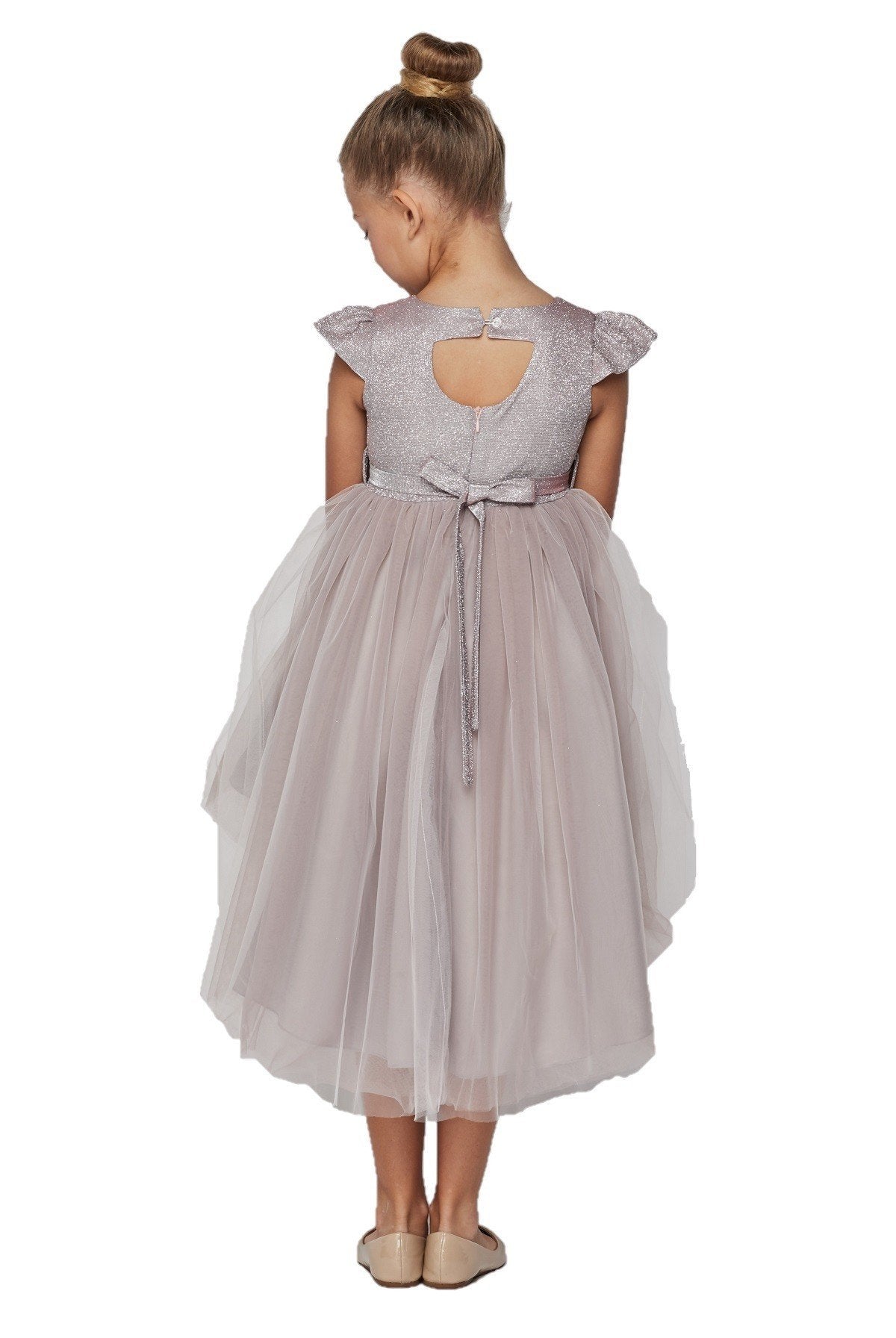 Cap sleeve Glitter Top, High Low Tulle Girl Party Dress by Cinderella Couture USA AS5072