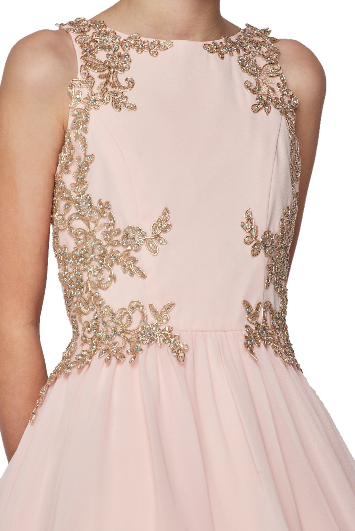 Chiffon Rhinestone Satin Party Dress by Cinderella Couture USA AS5069
