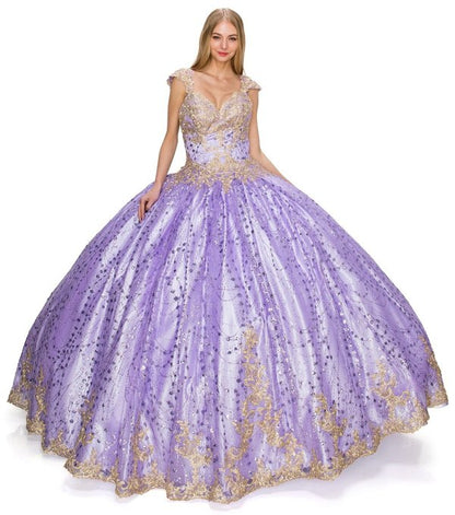Glitter Satin Tulle Quinceanera Dress Cinderella Couture USA AS8024J-lilac
