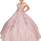 Off the Shoulder Floral Satin Tulle Quinceanera Dress by Cinderella Couture USA AS8020J-drose