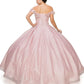 Off the Shoulder Floral Satin Tulle Quinceanera Dress by Cinderella Couture USA AS8020J-drose