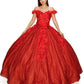 Off the Shoulder floral Satin Quinceanera Dress BY Cinderella Couture USA AS8020J-red