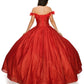 Off the Shoulder floral Satin Quinceanera Dress BY Cinderella Couture USA AS8020J-red