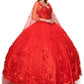 Floral Tulle Quinceanera Dress by Cinderella Couture USA AS8030J-red