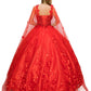 Floral Tulle Quinceanera Dress by Cinderella Couture USA AS8030J-red