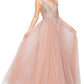 Dusty-Rose Sequins Lace Tulle A-line Gown by Cinderella Couture USA AS8034J - Special Occasion/Curves