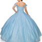Off the Shoulder Floral Satin Quinceanera Dress by Cinderella Couture USA AS8020J-Blue