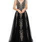 Black Glitter Floral Lace Tulle Gown by Cinderella Couture USA AS8029J-BLK - Special Occasion/Curves