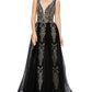 Black Glitter Floral Lace Tulle Gown by Cinderella Couture USA AS8029J-BLK - Special Occasion/Curves
