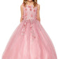 Floral Sequin Tulle Girl Mini Quince by Cinderella Couture USA AS5107